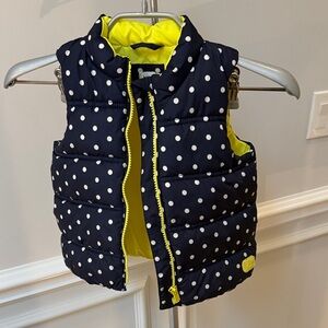GAP Kids Navy and White Polka Dot Puffer Vest